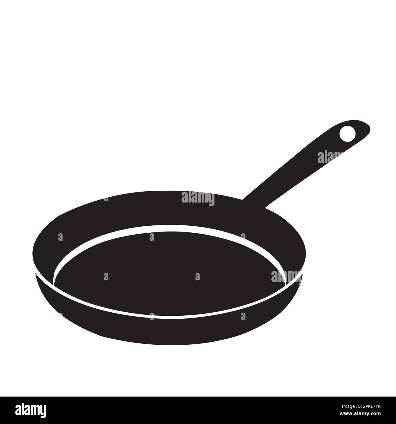 An empty black frying pan on a white background with copy space Stock Vector