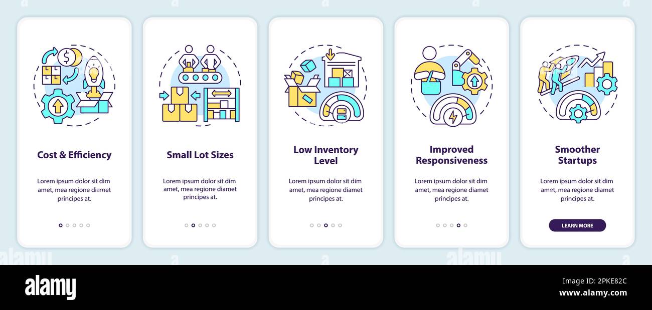 SMED benefits onboarding mobile app screen Stock Vector