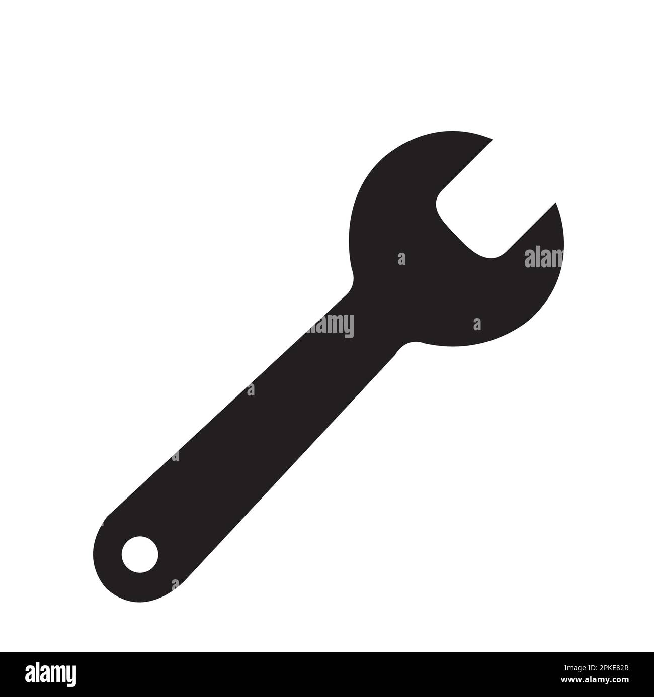 Black wrench on a white background with copy space Stock Vector