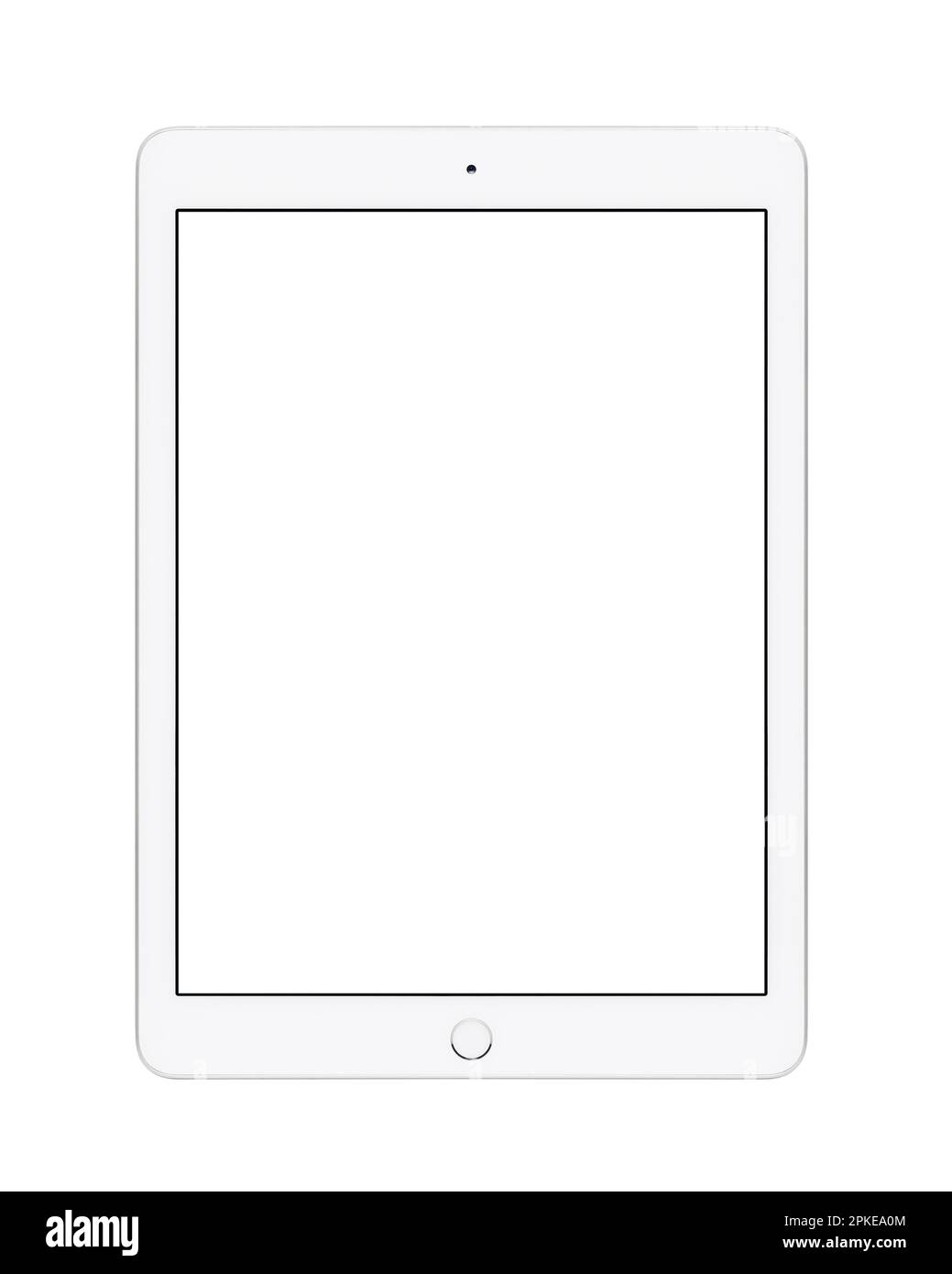 Ipad cut out with a blank screen against a white background Stock Photo