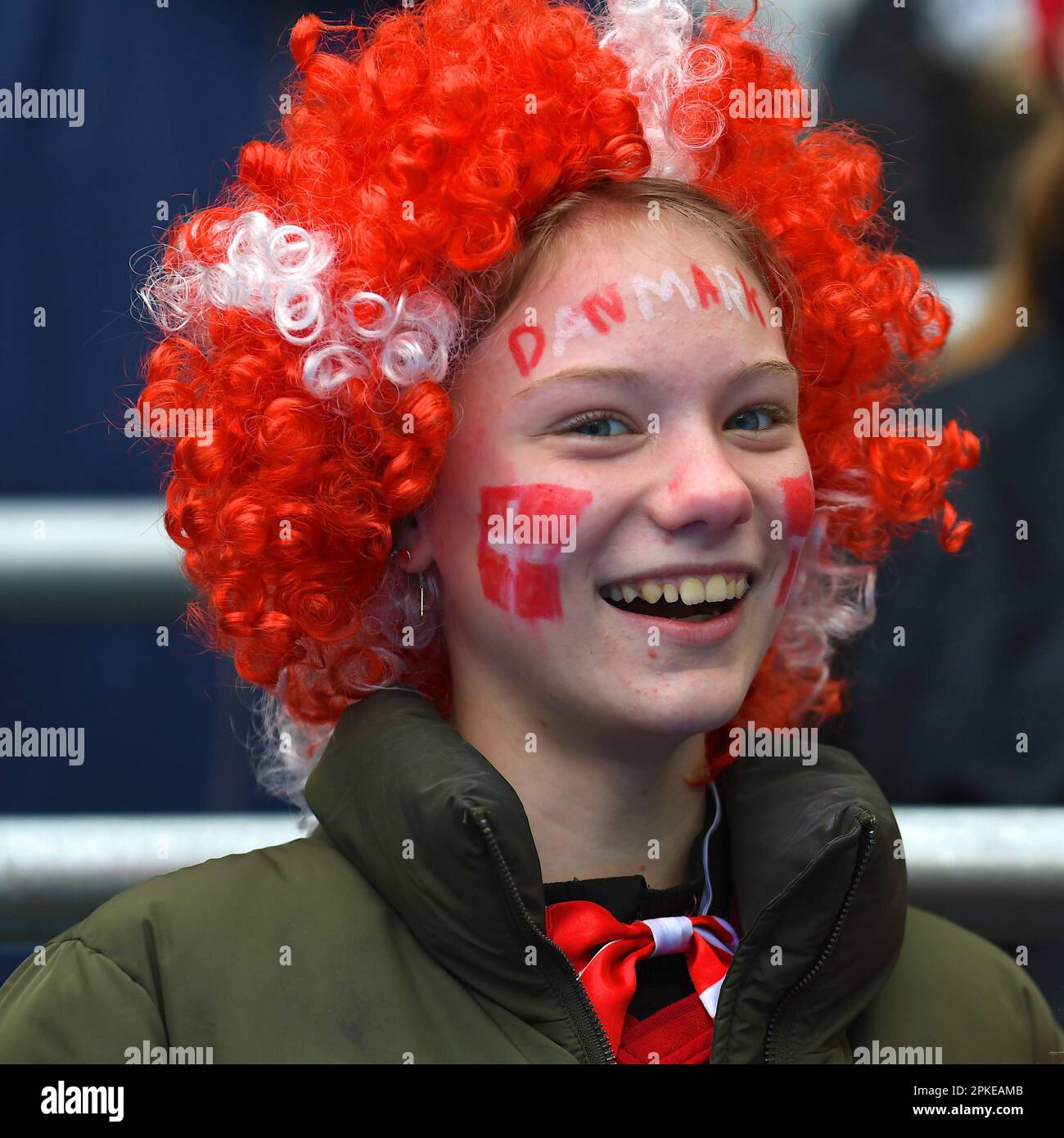 Malmo, Sweden. 07th Apr, 2023. Eleda Stadion, Malmo, Sweden, April7th 2023 Danish supporter