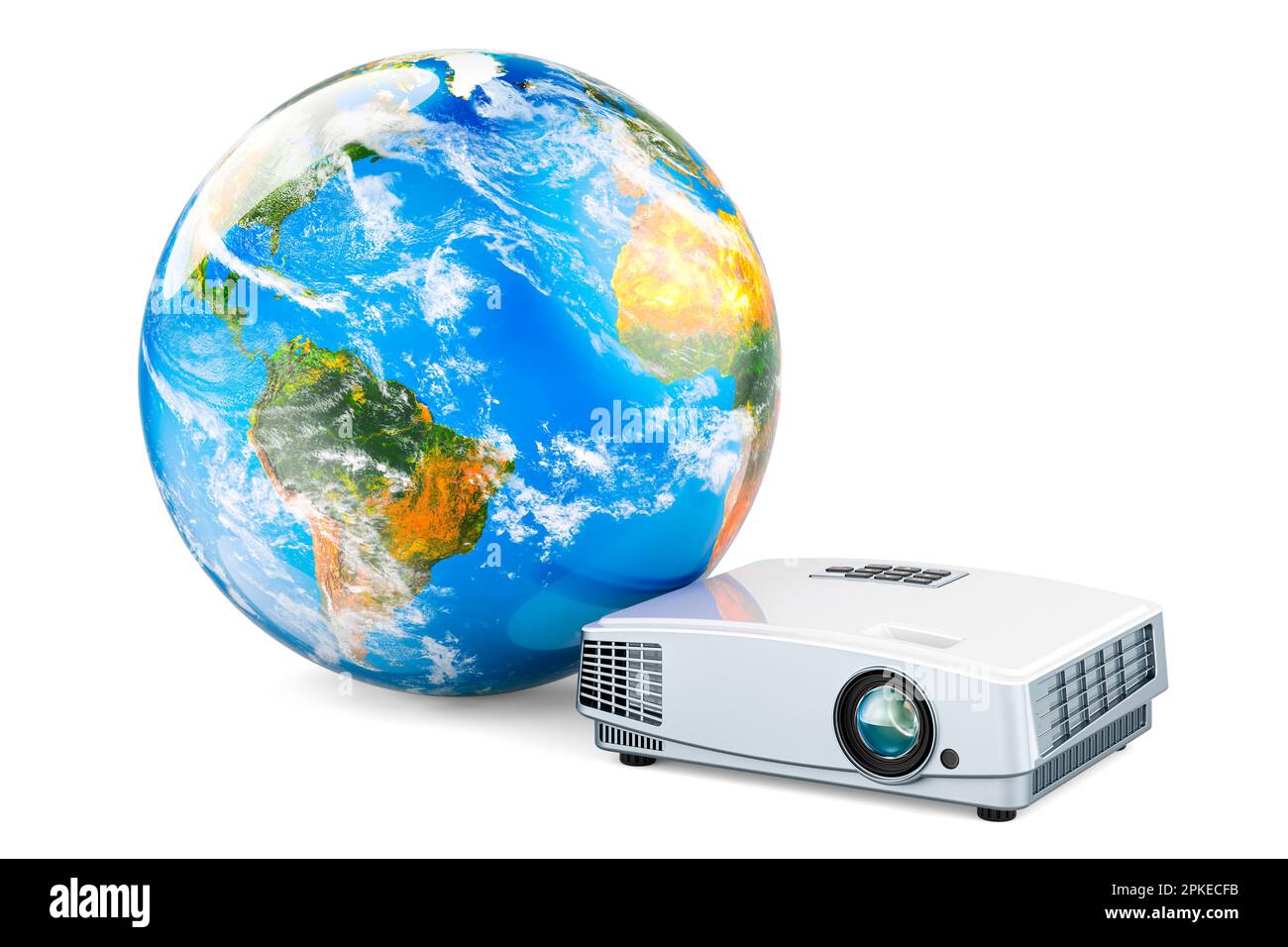 Projector with Earth Globe, 3D rendering isolated on white background