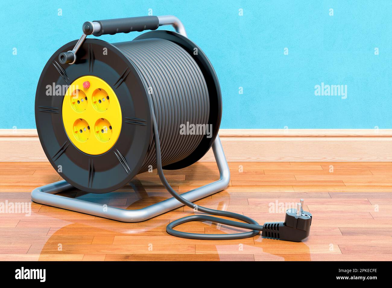 https://c8.alamy.com/comp/2PKECFE/industrial-cable-reel-in-room-near-wall-3d-rendering-2PKECFE.jpg