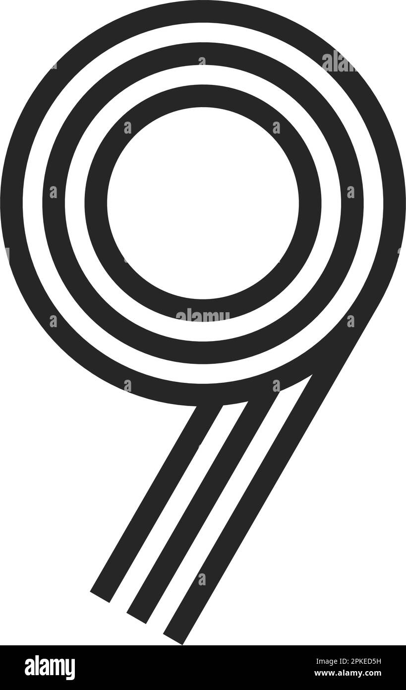 9 number figure retro line logo race Stock Vector