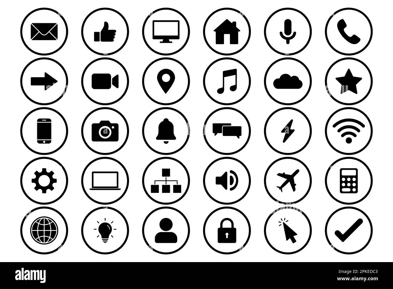 Email communication icon set Black and White Stock Photos Images Alamy