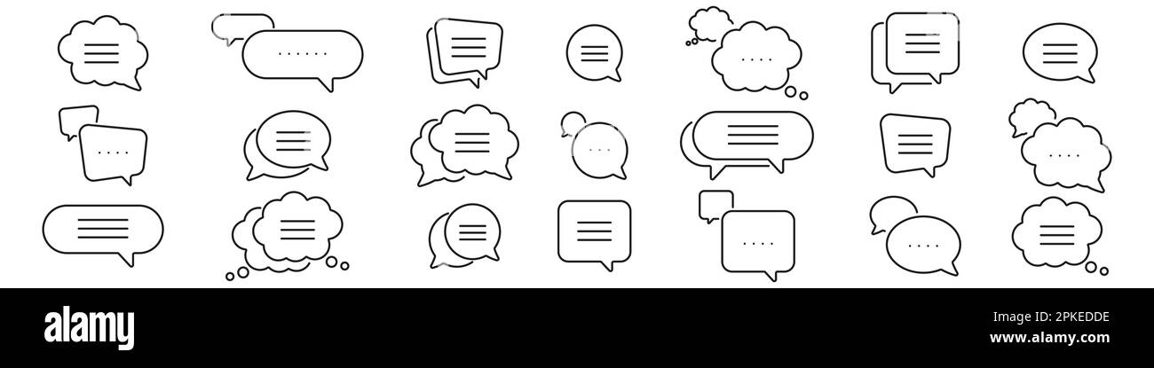Speech bubble icon set line style Stock Vector