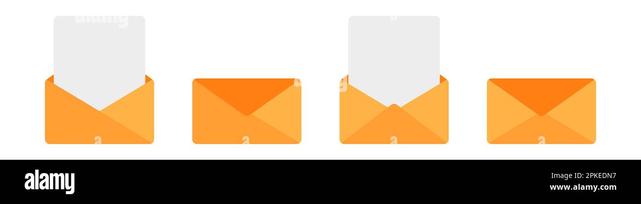 Envelope icon set flat style isolated on white background Stock Vector