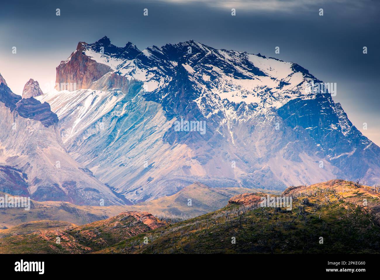 Torres del Paine, Chile. Cloudy weather austral landscape in Patagonia