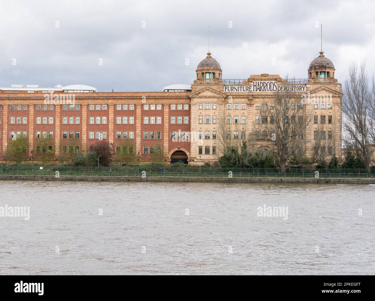 Harrods Depository converted into luxury apartments, alongside the