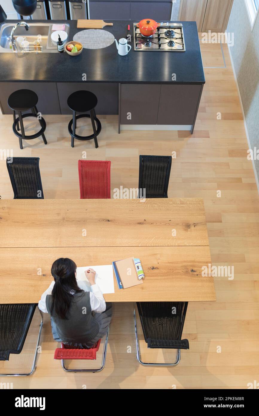 High school girl studying at home Stock Photo - Alamy