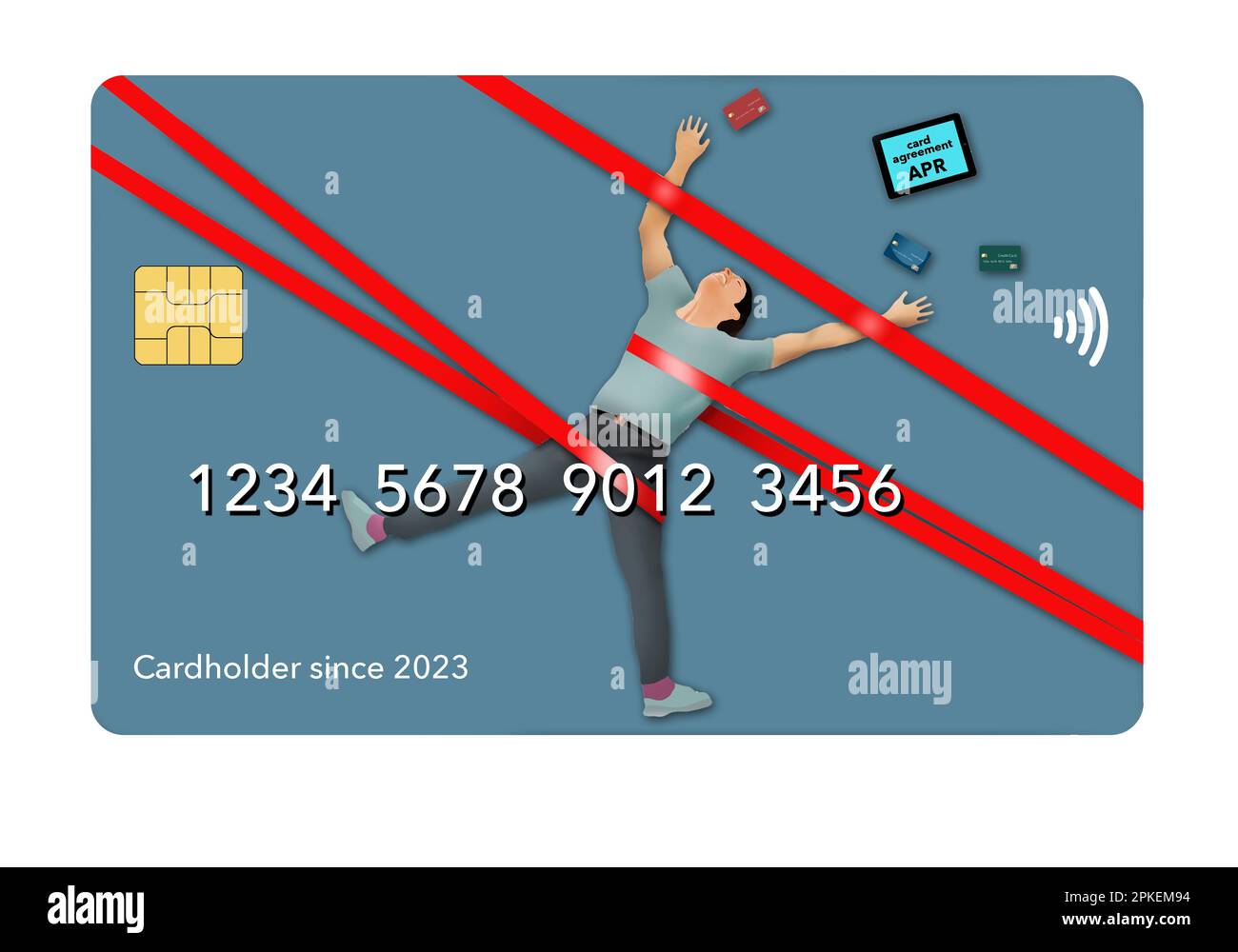 A man is tangled in red tape regarding interest rates and portions of