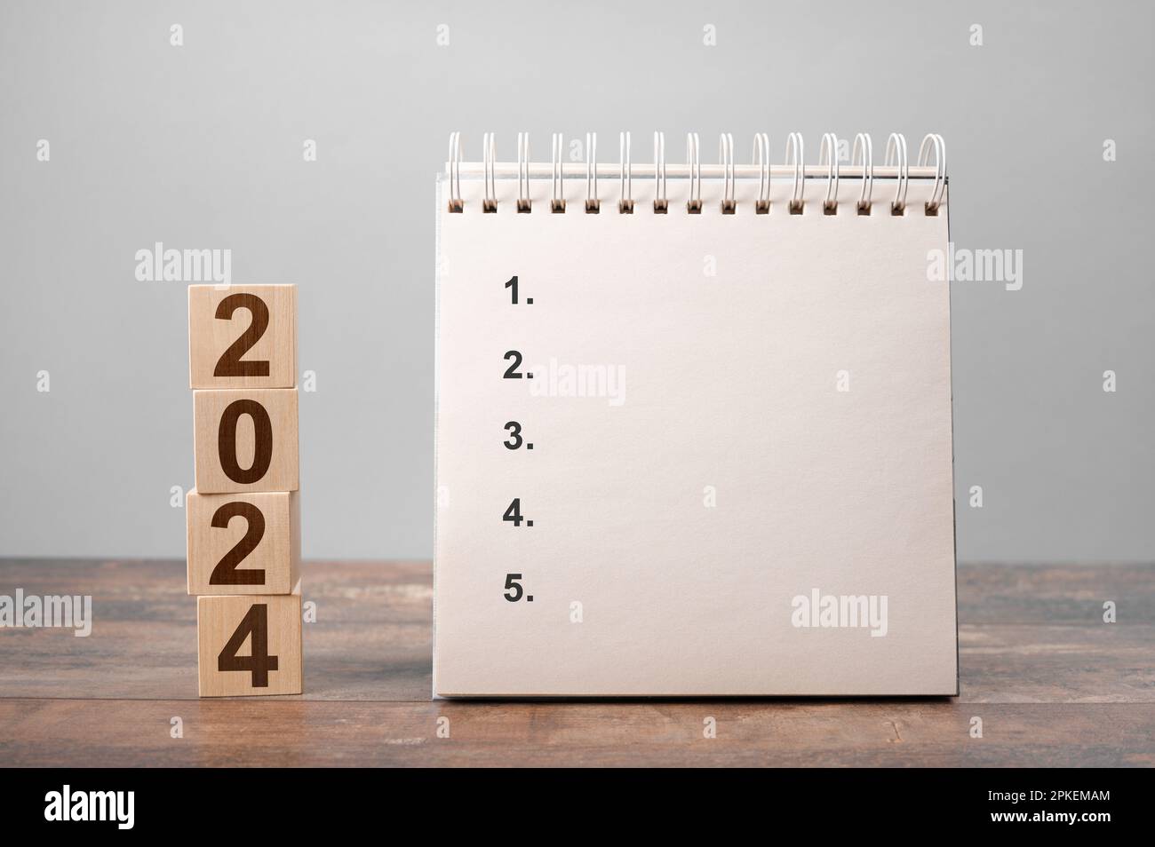 Mockup 2024 Calendar Five Points Plan 2024 Space For Your Text On Notepad New Year 2024 Plan Concept Start New Year 2024 With Goal Plan Goal Conc 2PKEMAM 