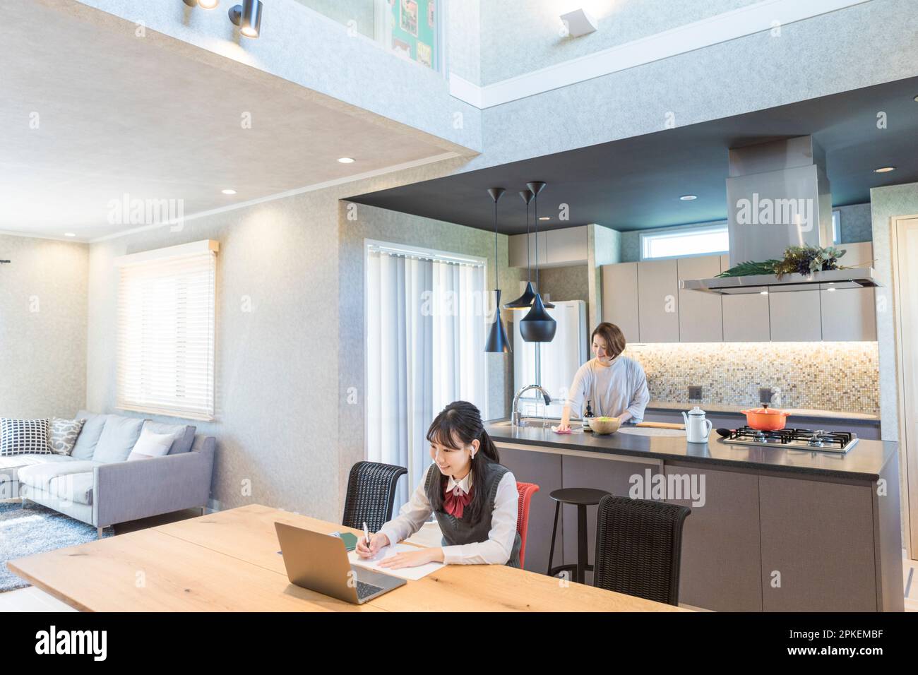 High school girl studying at home Stock Photo - Alamy
