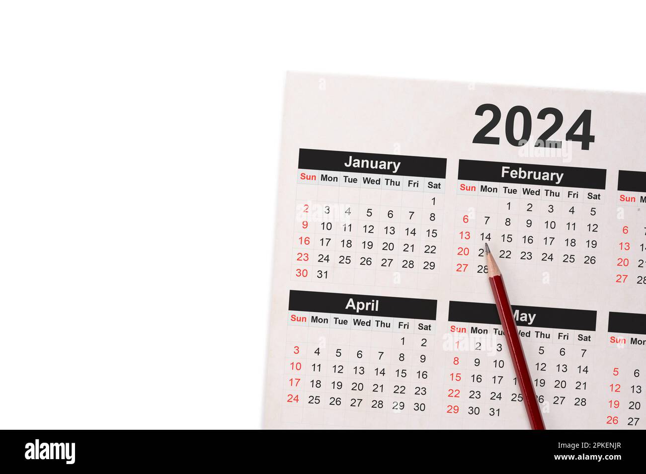 Calendar Year 2024 schedule with blank note for to do list on paper