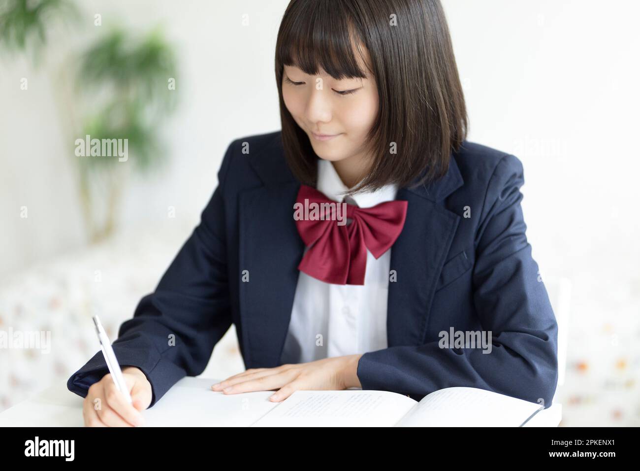 High school student studying at home Stock Photo