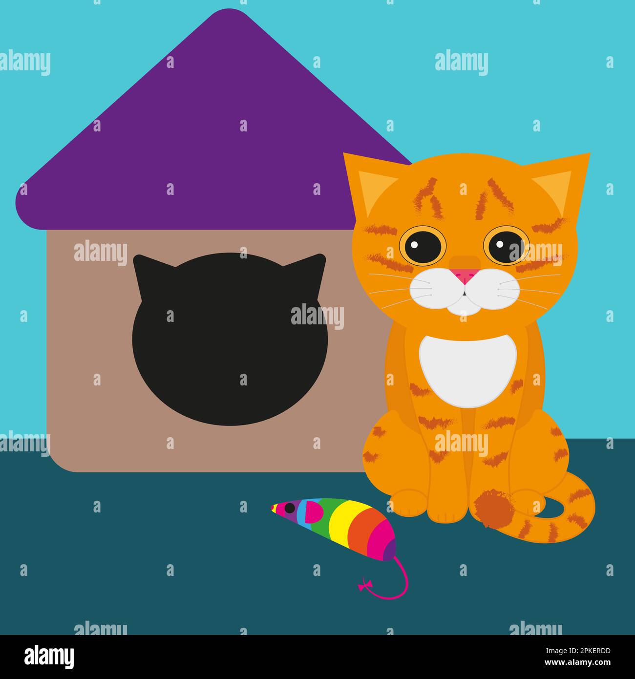Vector Ginger Cat With A House In Flat Style Stock Vector Image Art vector-ginger-cat-with-a-house-in-flat-style-stock-vector-image-art