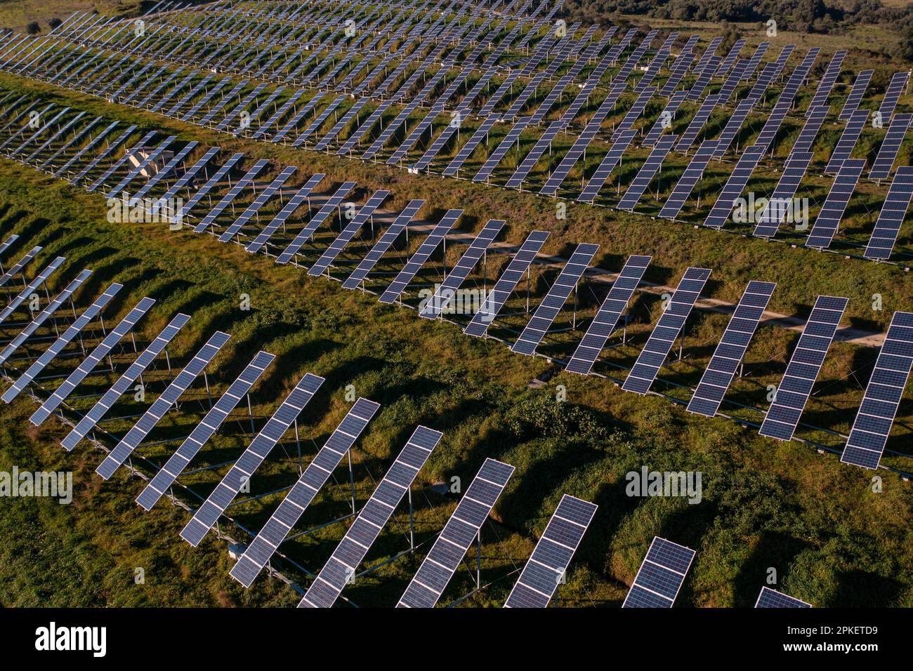 Drone over photovoltaic solar panel hi-res stock photography and images ...