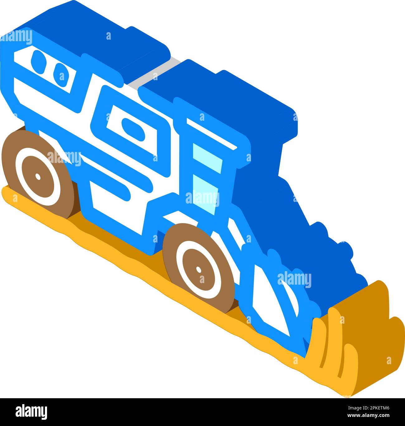 harvester harvesting field wheat isometric icon vector illustration