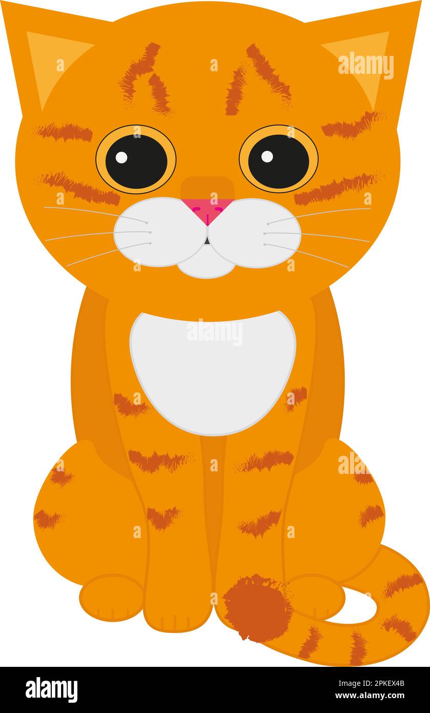 Vector illustration of ginger cat in flat style Stock Vector Image
