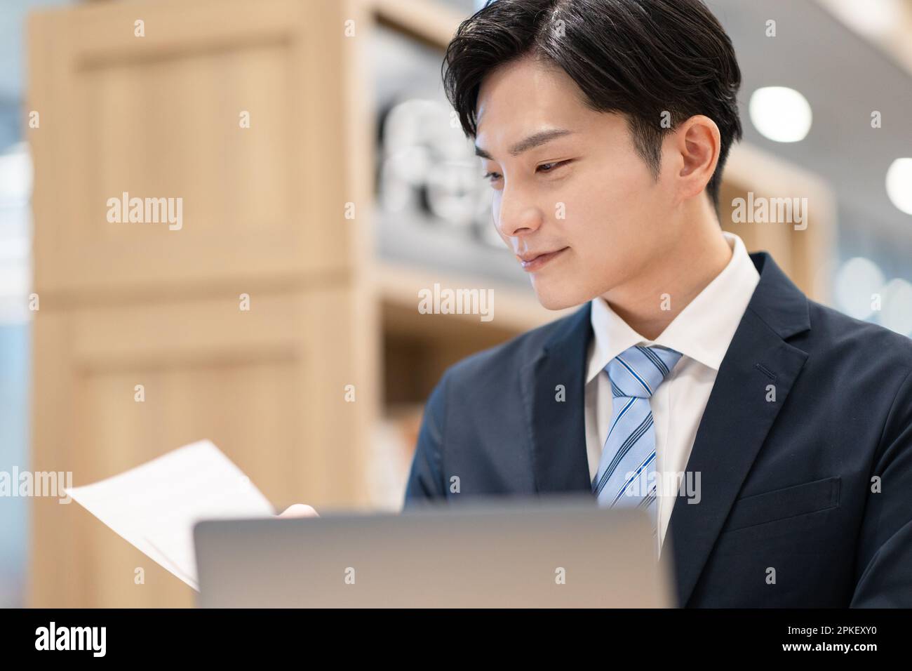 Businessman checking documents Stock Photo