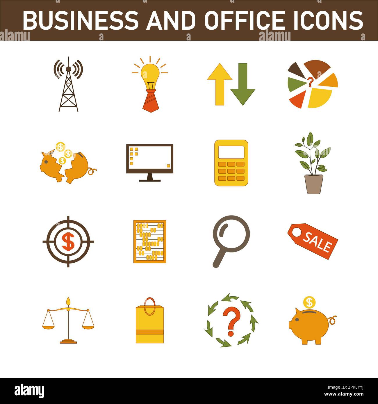 Collection of multi-colored flat icons on the topic: business and ...