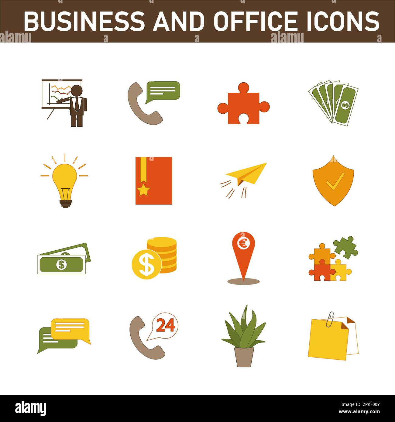 Collection of multi-colored flat icons on the topic: business and ...