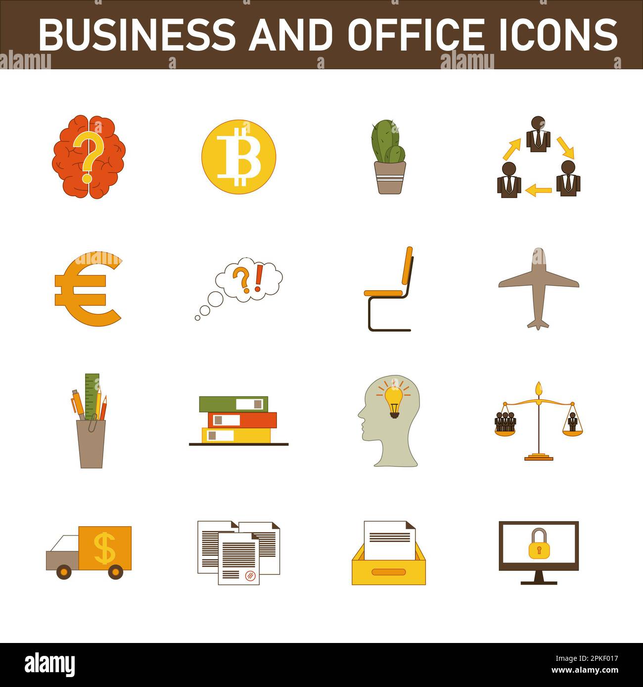 Collection of multi-colored flat icons on the topic: business and ...