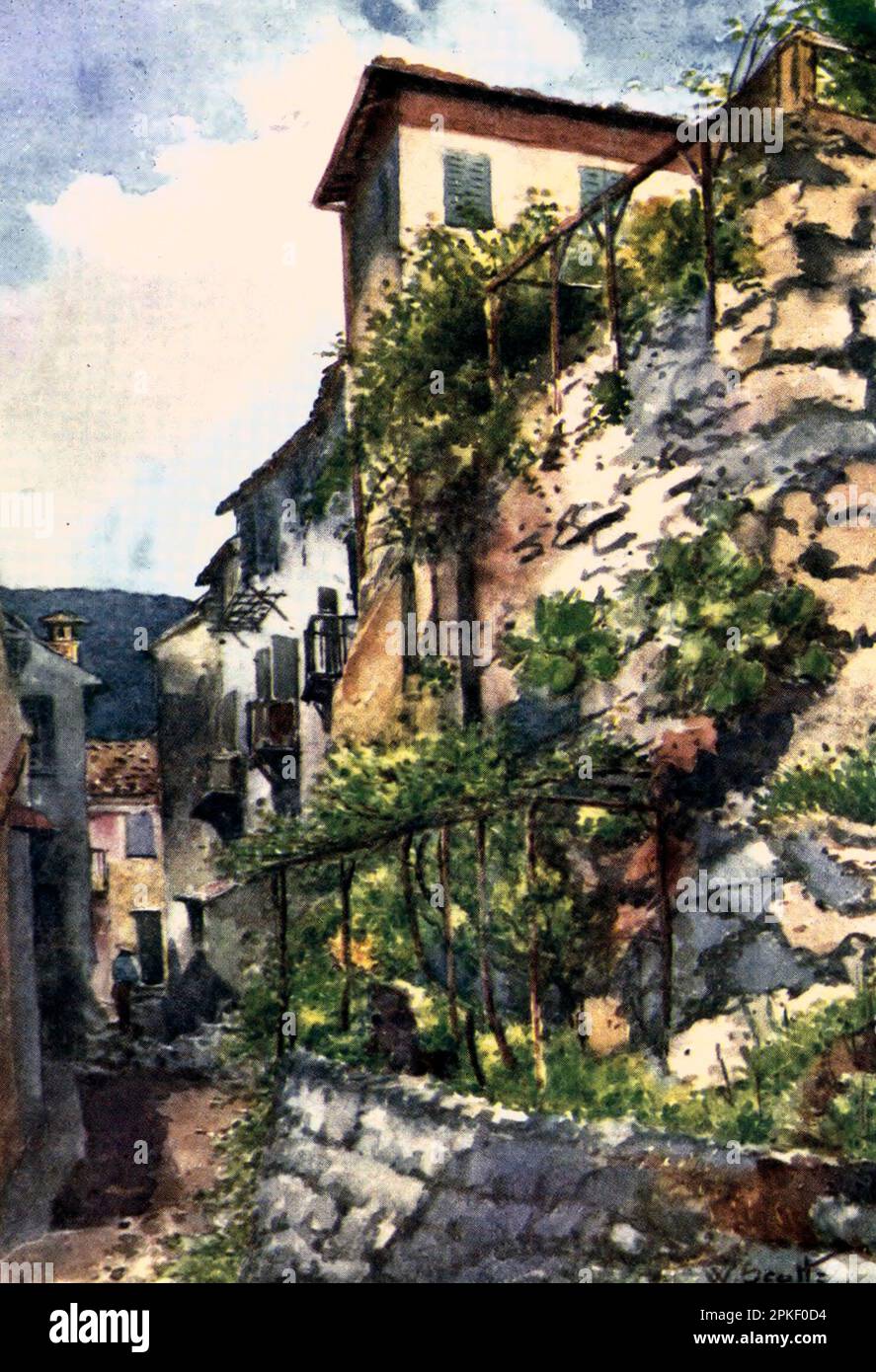 Street in Falicon, France, circa 1905 Stock Photo