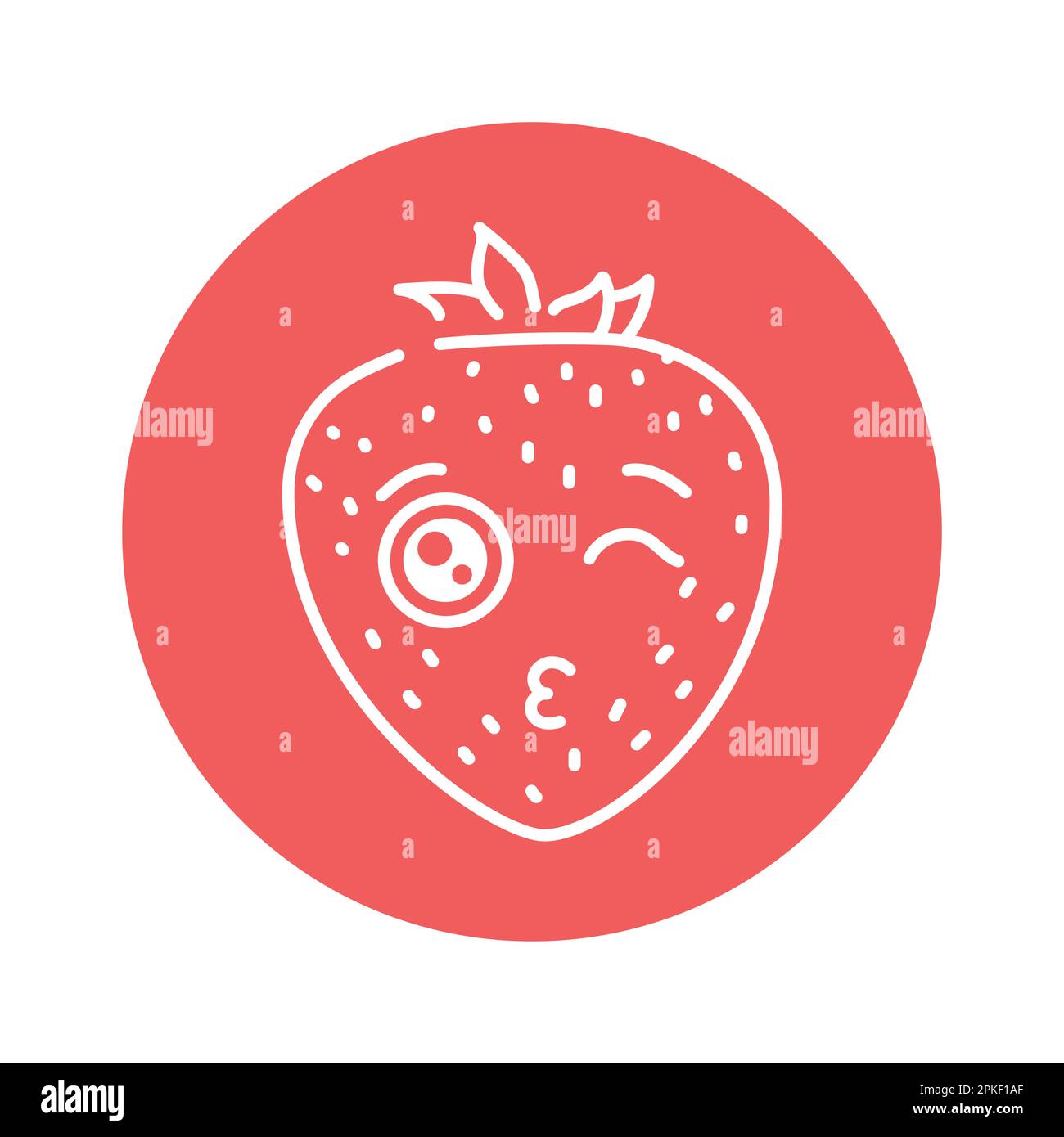 Strawberry kiss color line icon. Mascot of emotions. Pictogram for web ...