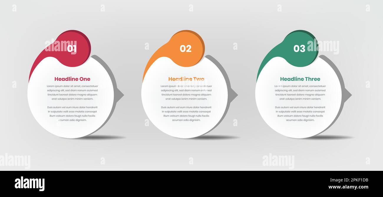 Three steps modern infographic data presentation in abstract oval shape Stock Vector