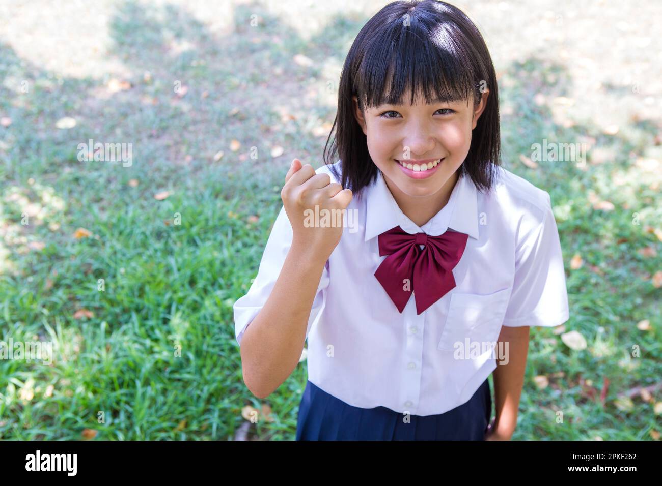 Junior high school students doing guts with one hand Stock Photo Alamy