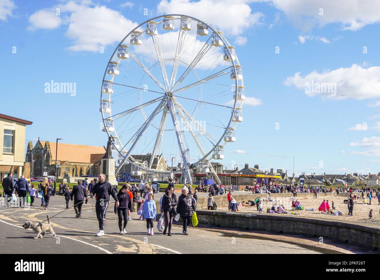 Troon, UK. 07th Apr, 2023. On Easter Friday, the first day of the Easter holiday weekend, the warm and sunny weather attracted some people to the beach. Credit: Findlay/Alamy Live News Stock Photo