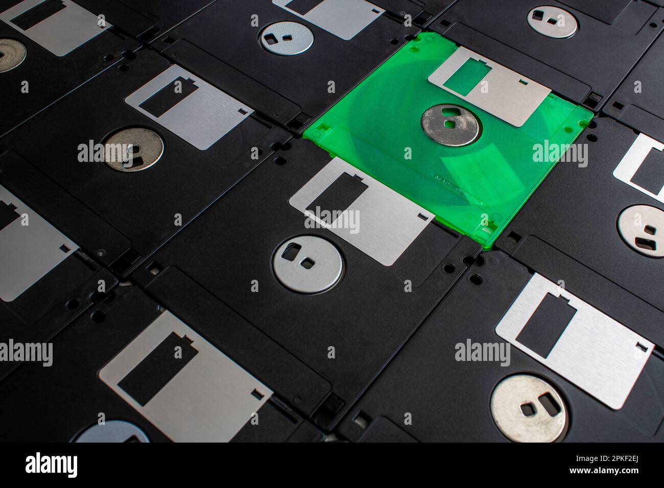 old diskette 3.5 or floppy disk, floppy disk drive, magnetic storage unit Stock Photo
