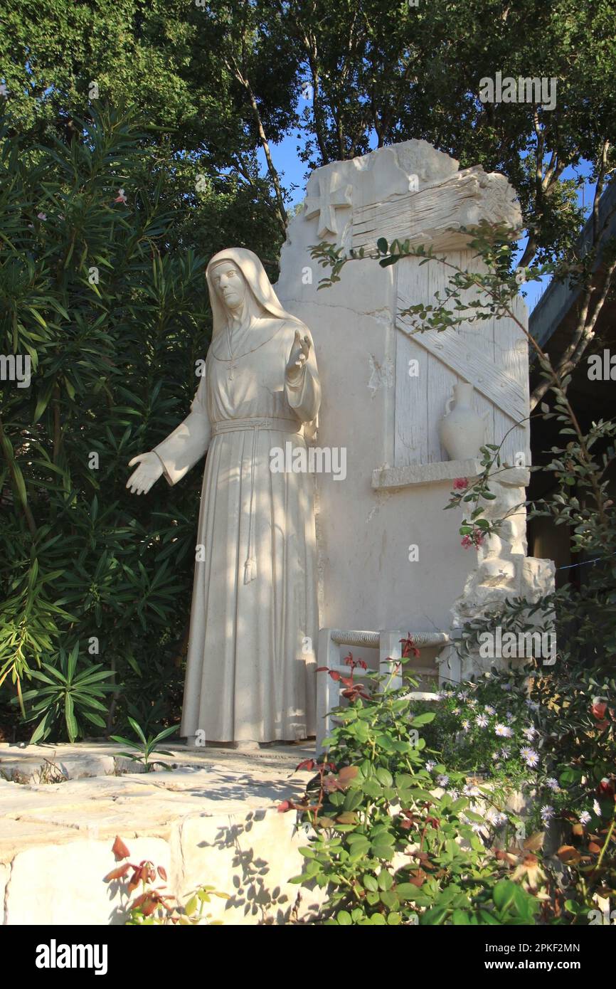 Statue of Saint Rafqa, the loved famous Lebanese saint, in Jrabta