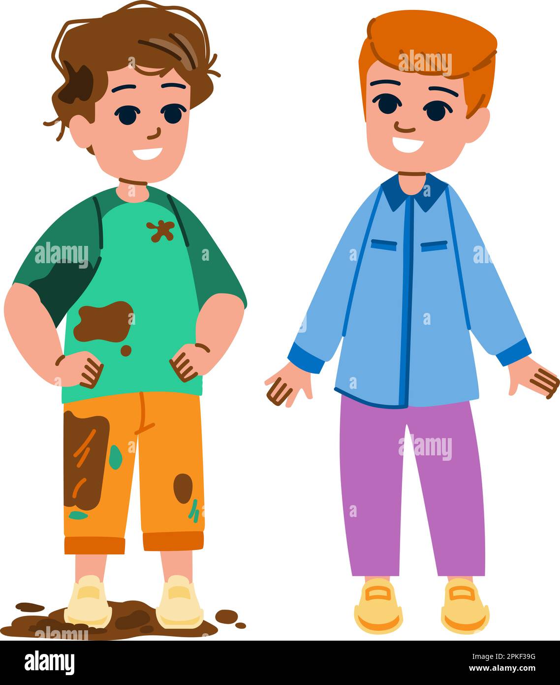 kid boy clean dirty vector Stock Vector Image & Art Alamy