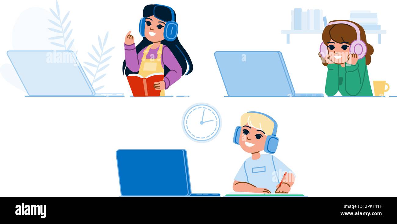 kid online learning vector Stock Vector Image & Art - Alamy