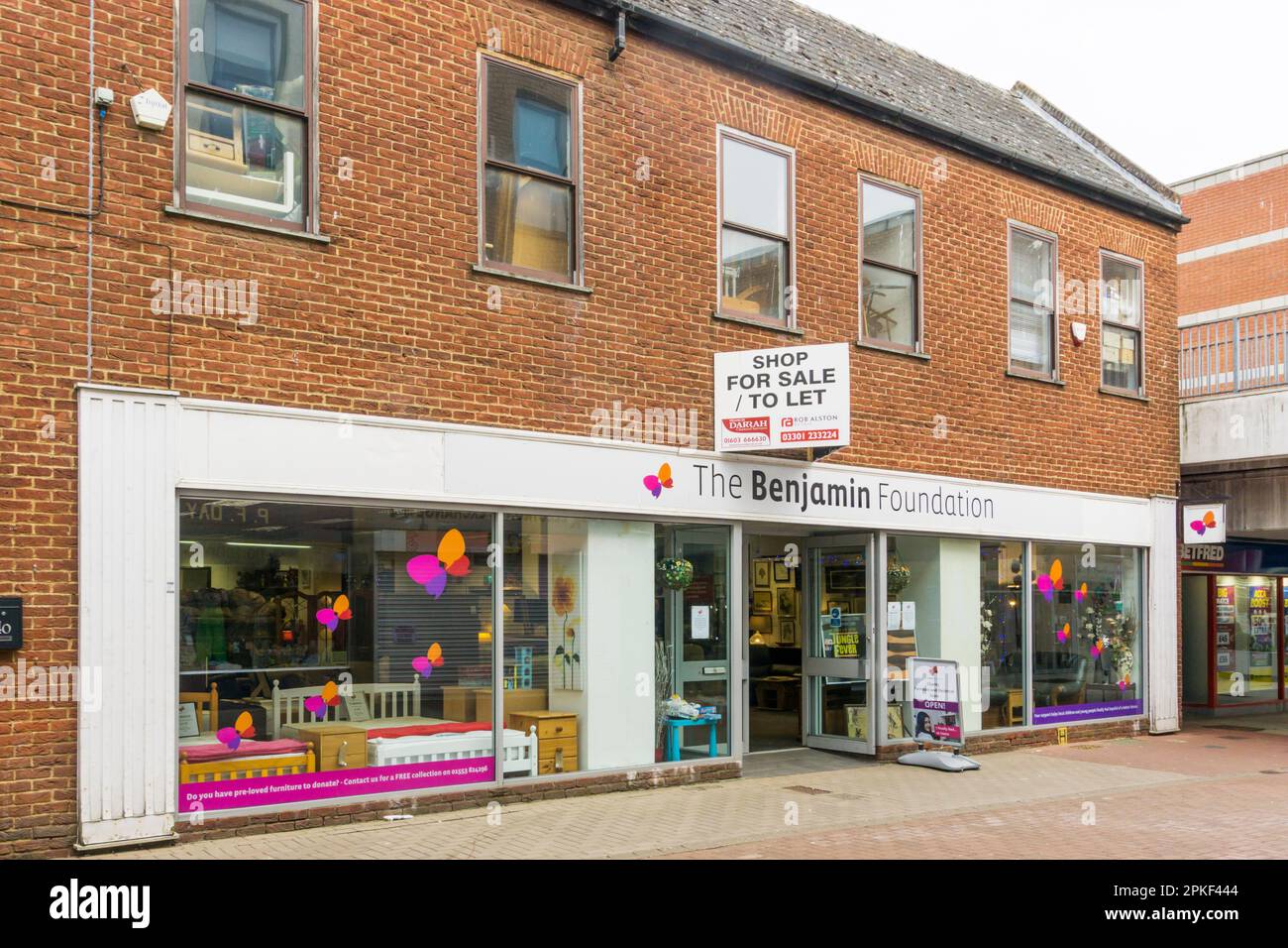 A shop for sale or to let in the Vancouver Centre, King's Lynn. Stock Photo