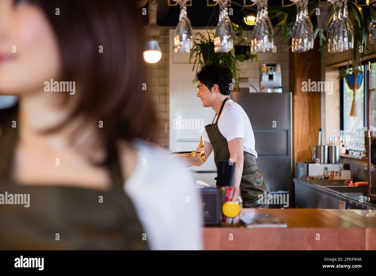 Cafe waitress Stock Photo