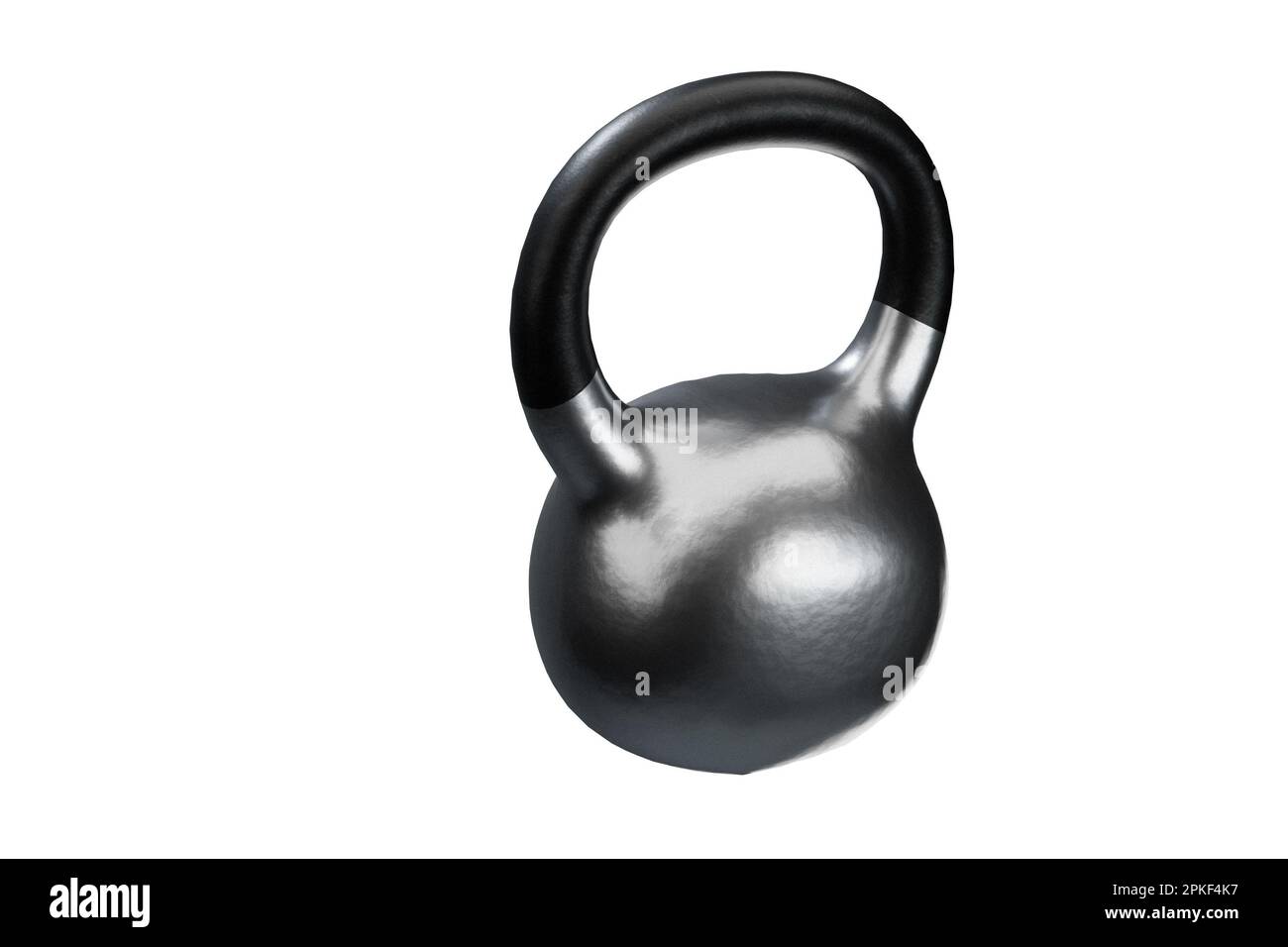 Silver kettlebell with black handle Stock Photo Alamy