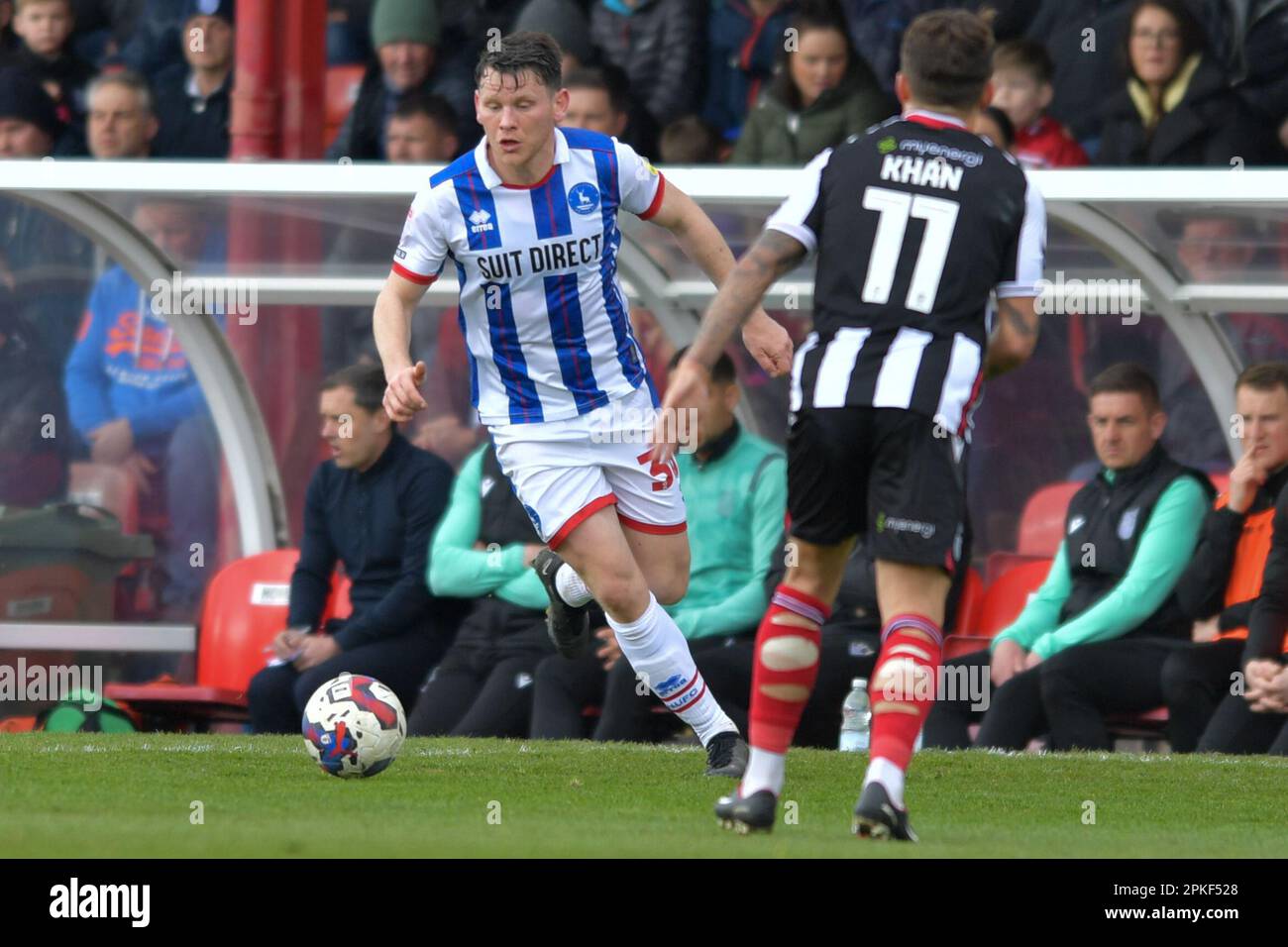 Hartlepool United's Connor Jennings during the Sky Bet League 2 match between Grimsby Town and Hartlepool United at Blundell Park, Cleethorpes on Friday 7th April 2023. (Photo: Scott Llewellyn | MI News) Stock Photo