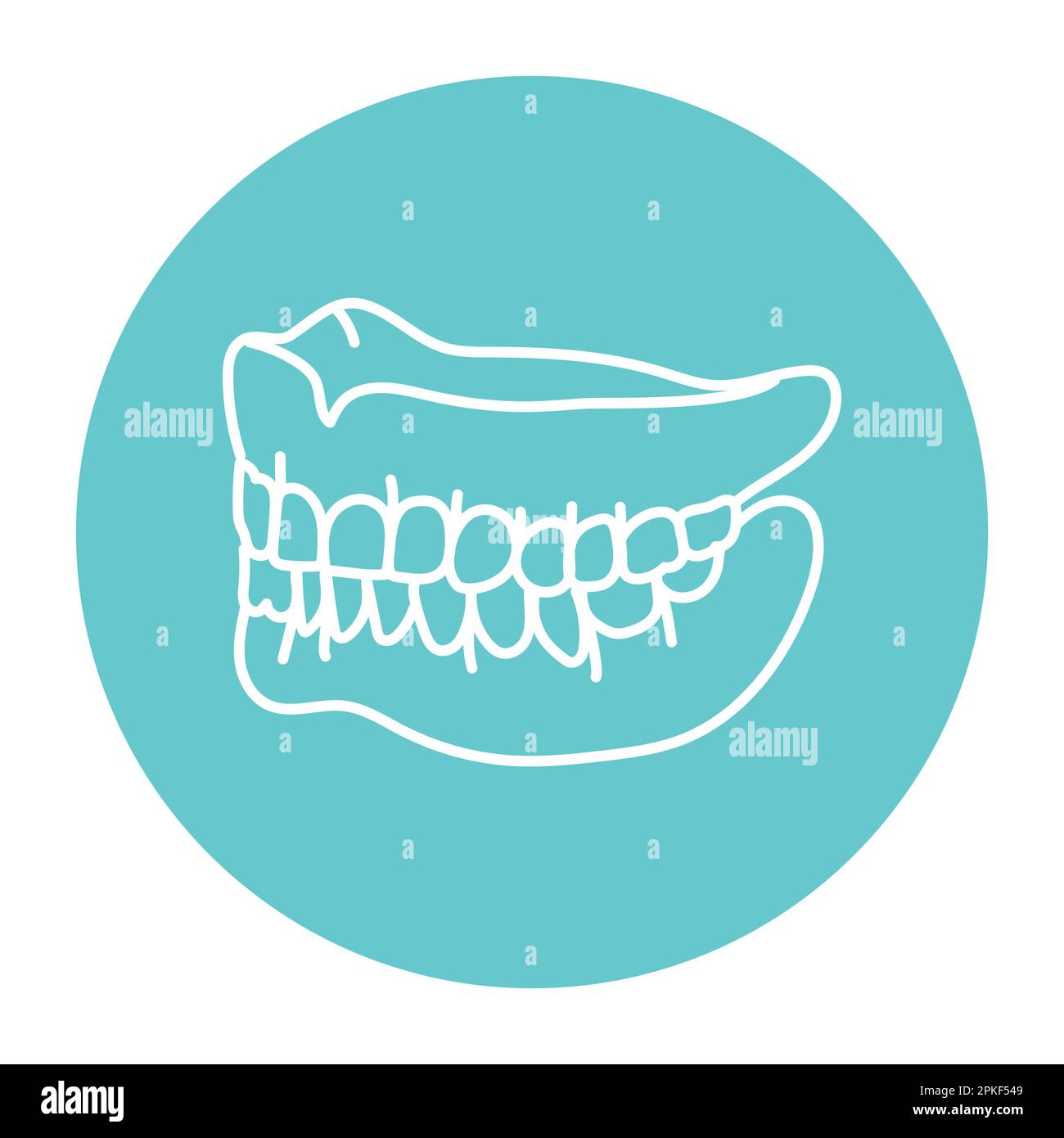 False teeth line icon. Dental prosthetic. Vector illustration Stock