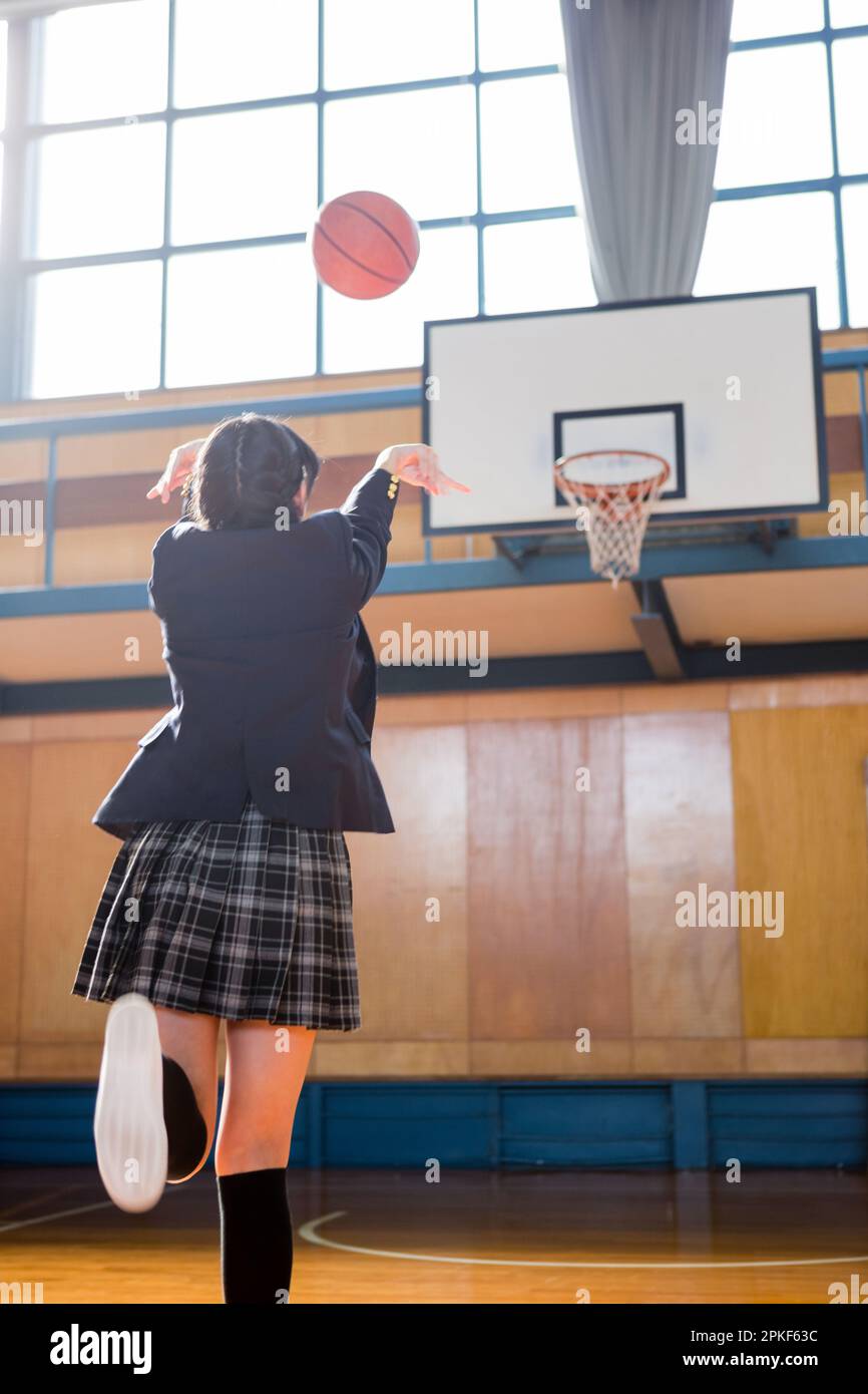 Junior High School Girls Shooting Stock Photo