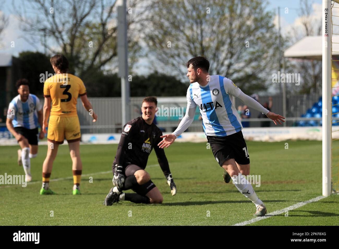 Sutton, UK. 07th Apr, 2023. GOAL Jack Stretton of Stockport County