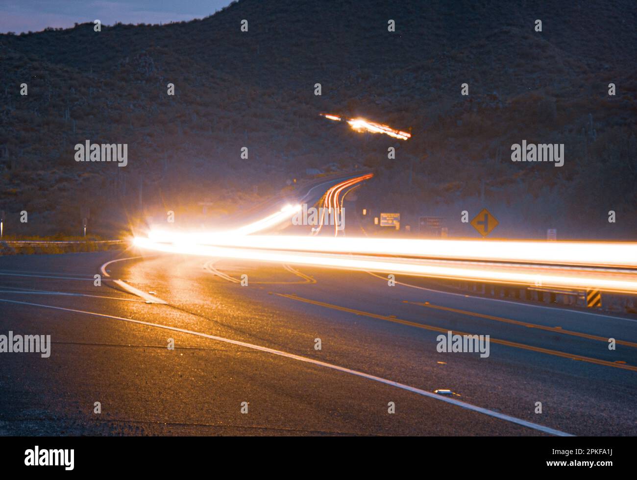 Light Trails In The Arizona Desert Stock Photo Alamy