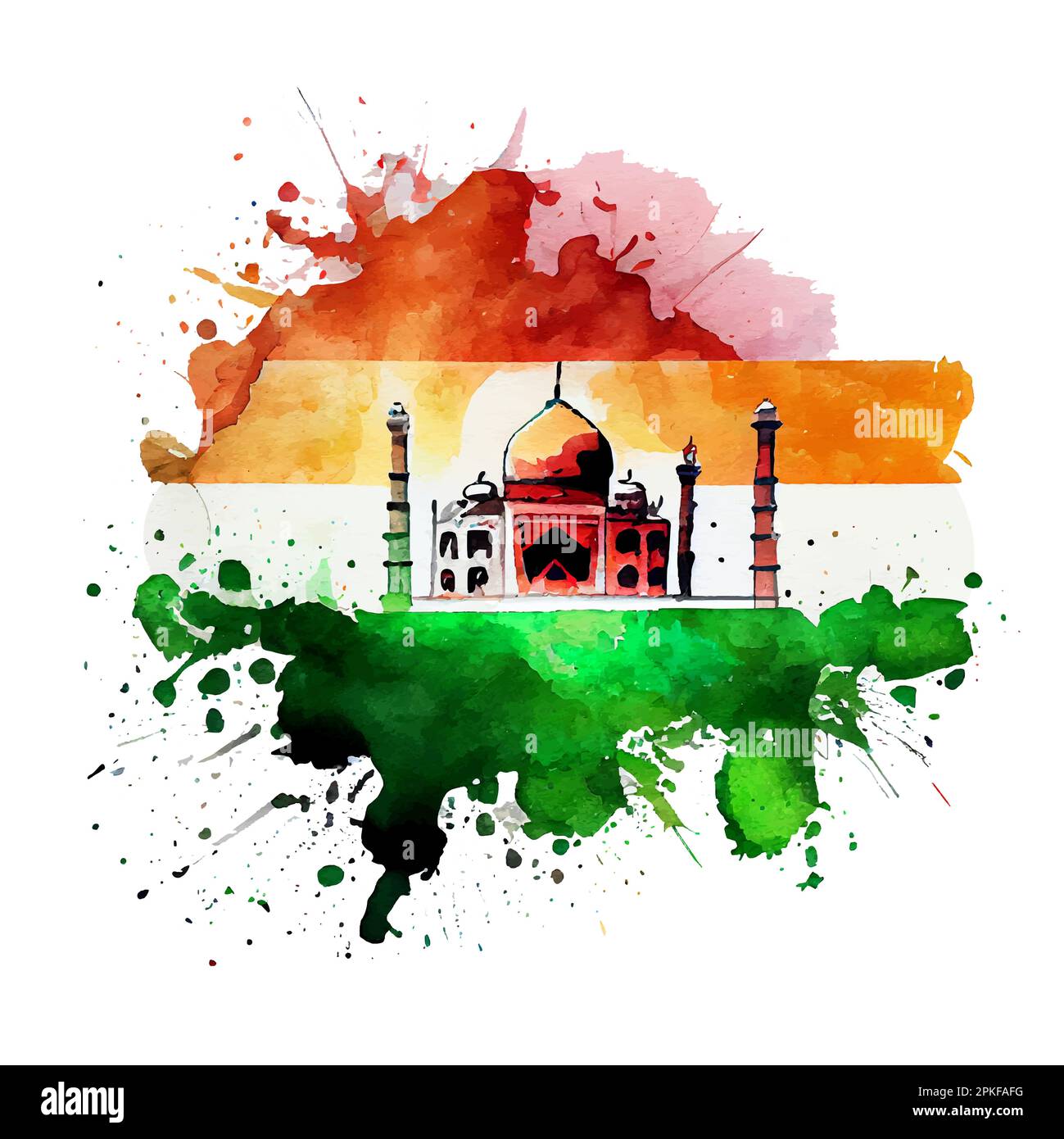 watercolor vector illustration of indian flag isolate on white ...