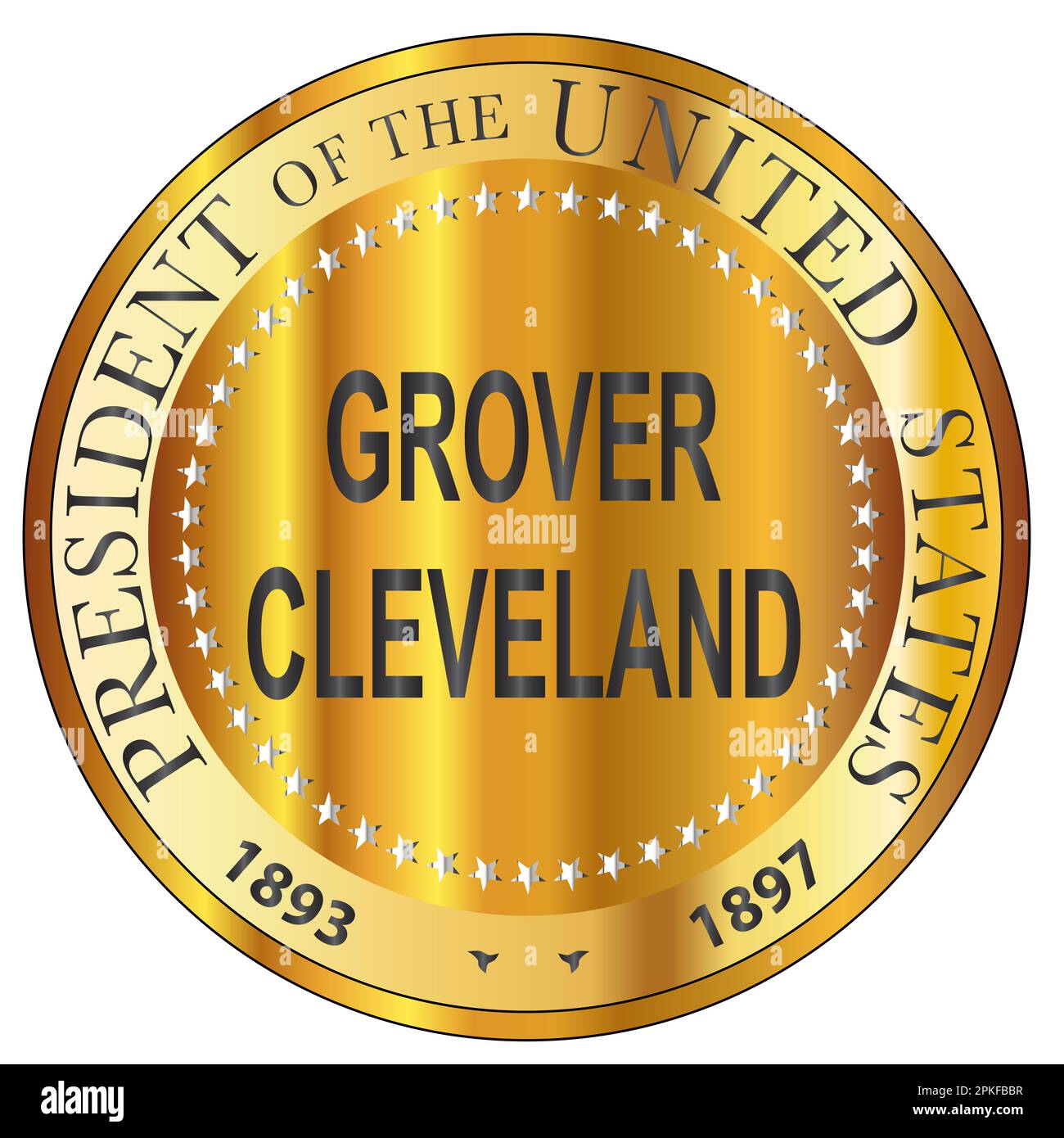 Grover Cleveland president of the United States of America round stamp 2nd Term dates Stock Photo