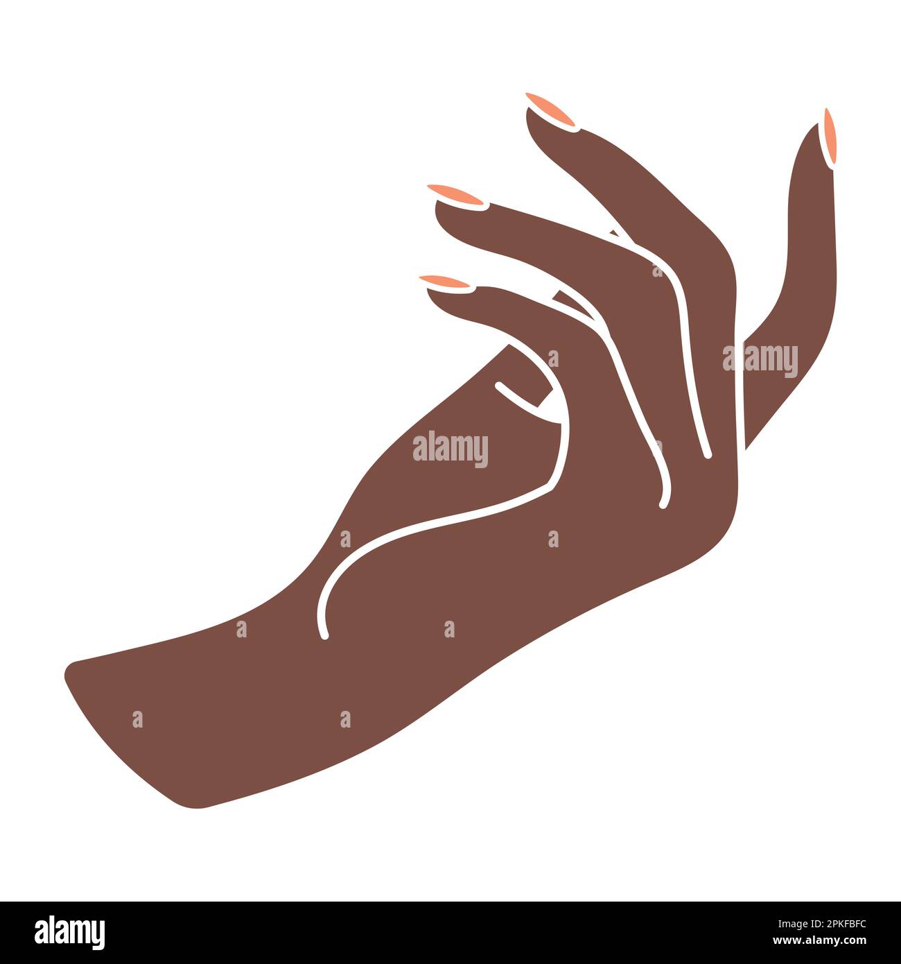 Female hand with elegant manicure. Arm of a black woman. Call to ...