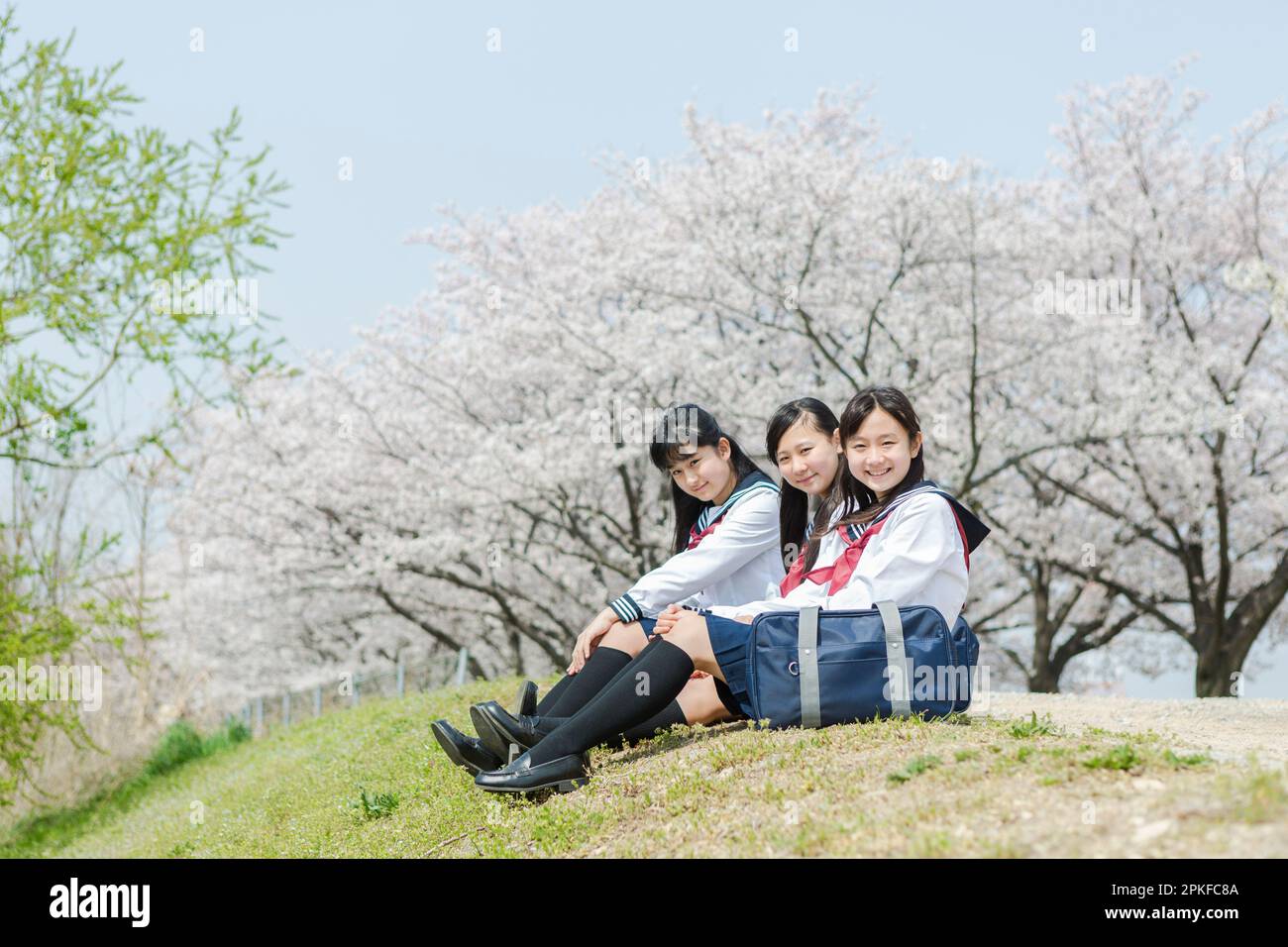 Schoolgirl sitting on the lawn Stock Photo - Alamy