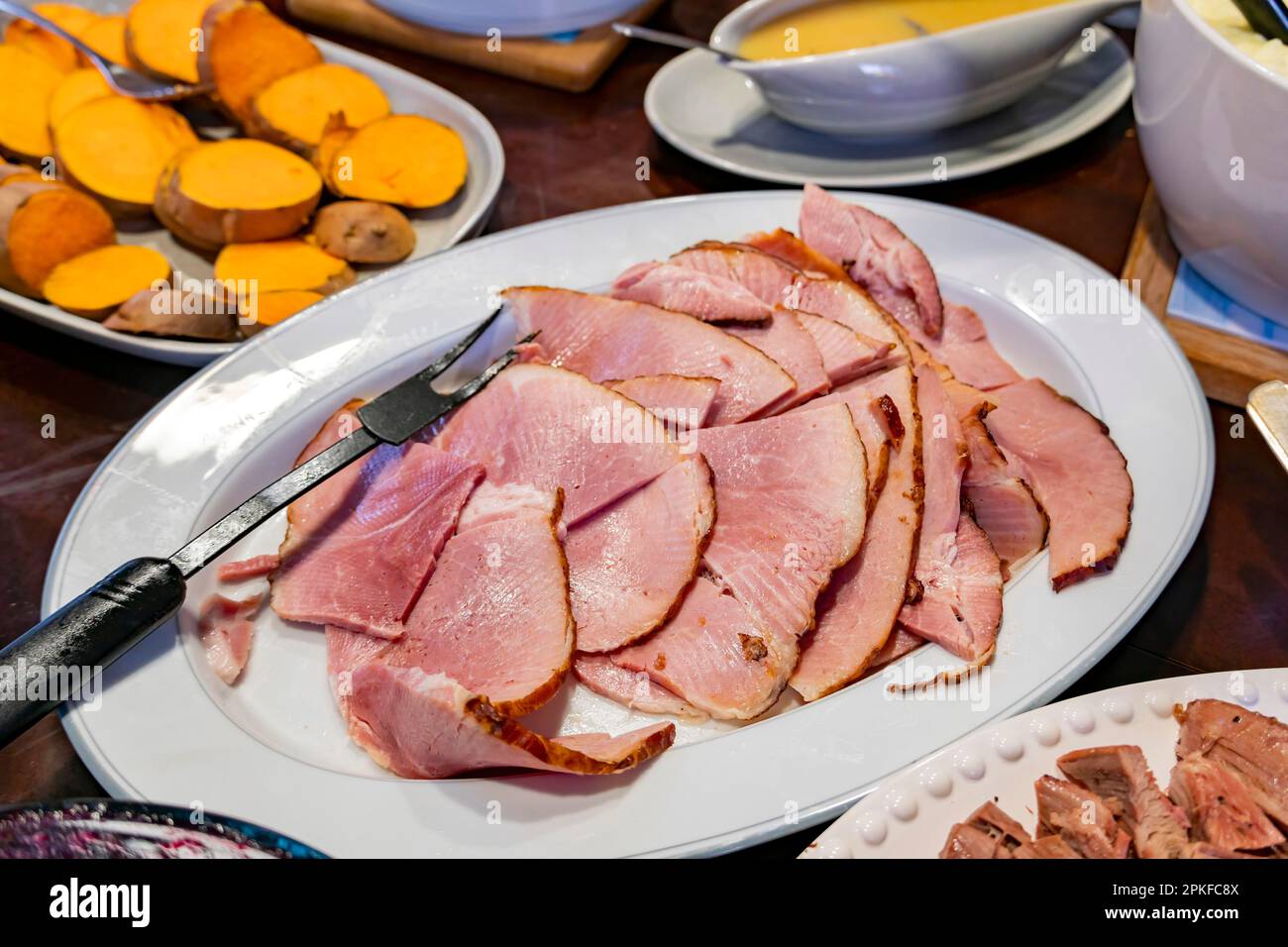 Close up sliced ham hi-res stock photography and images - Alamy