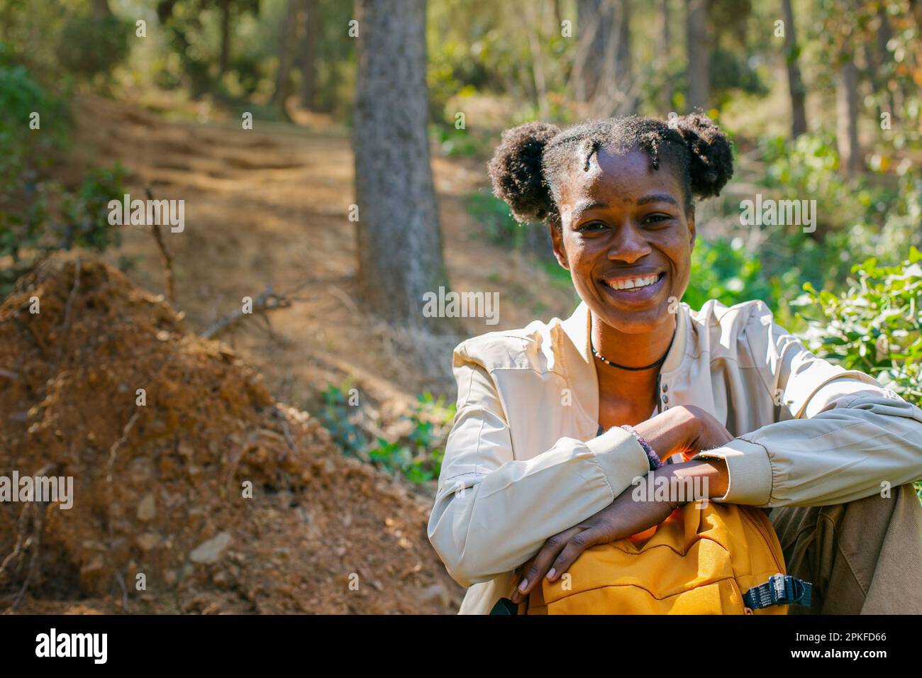 Melanin girl in forest hi-res stock photography and images - Alamy